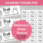 Printable Drink Tokens Pdf, Wedding Drink Tickets, Free Drink Inside Free Printable Drink Ticket Template