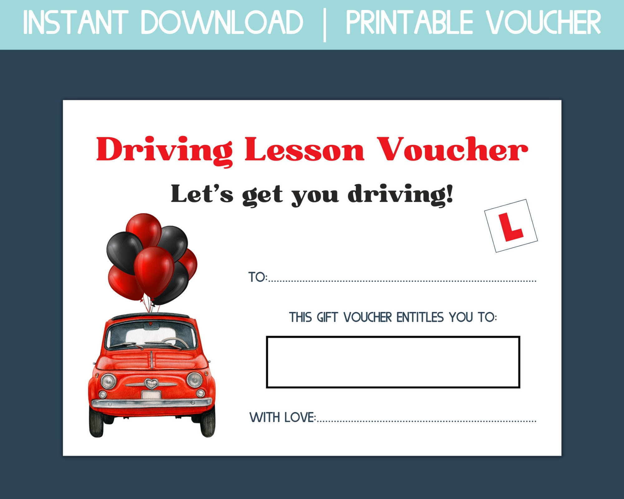 Printable Driving Lesson Voucher, 16Th Birthday Gift For Daughter regarding Free Printable Driving Lesson Voucher Template