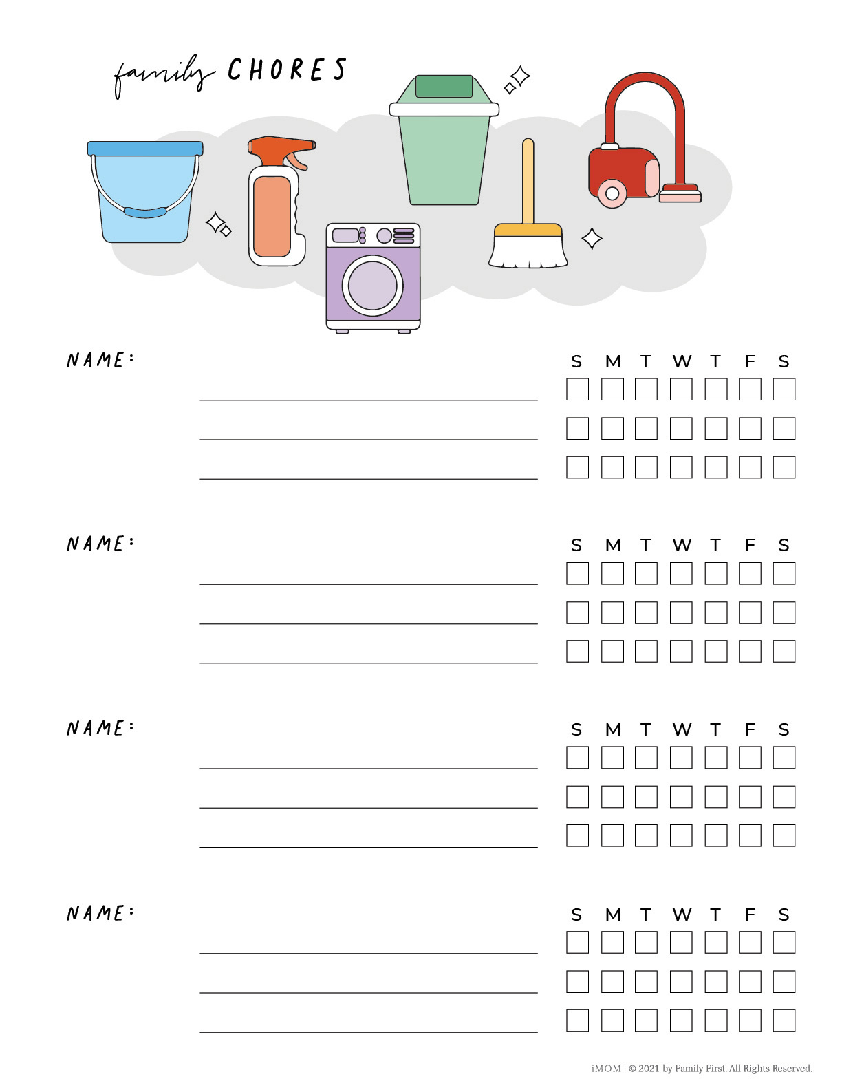 Printable Family Chore Chart - Imom pertaining to Free Printable Family Chore Chart Template