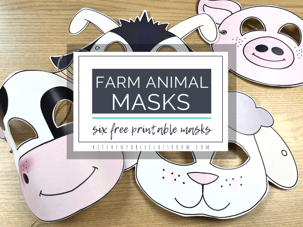 Printable Farm Animal Masks - The Kitchen Table Classroom regarding Free Printable Farm Animal Masks Template