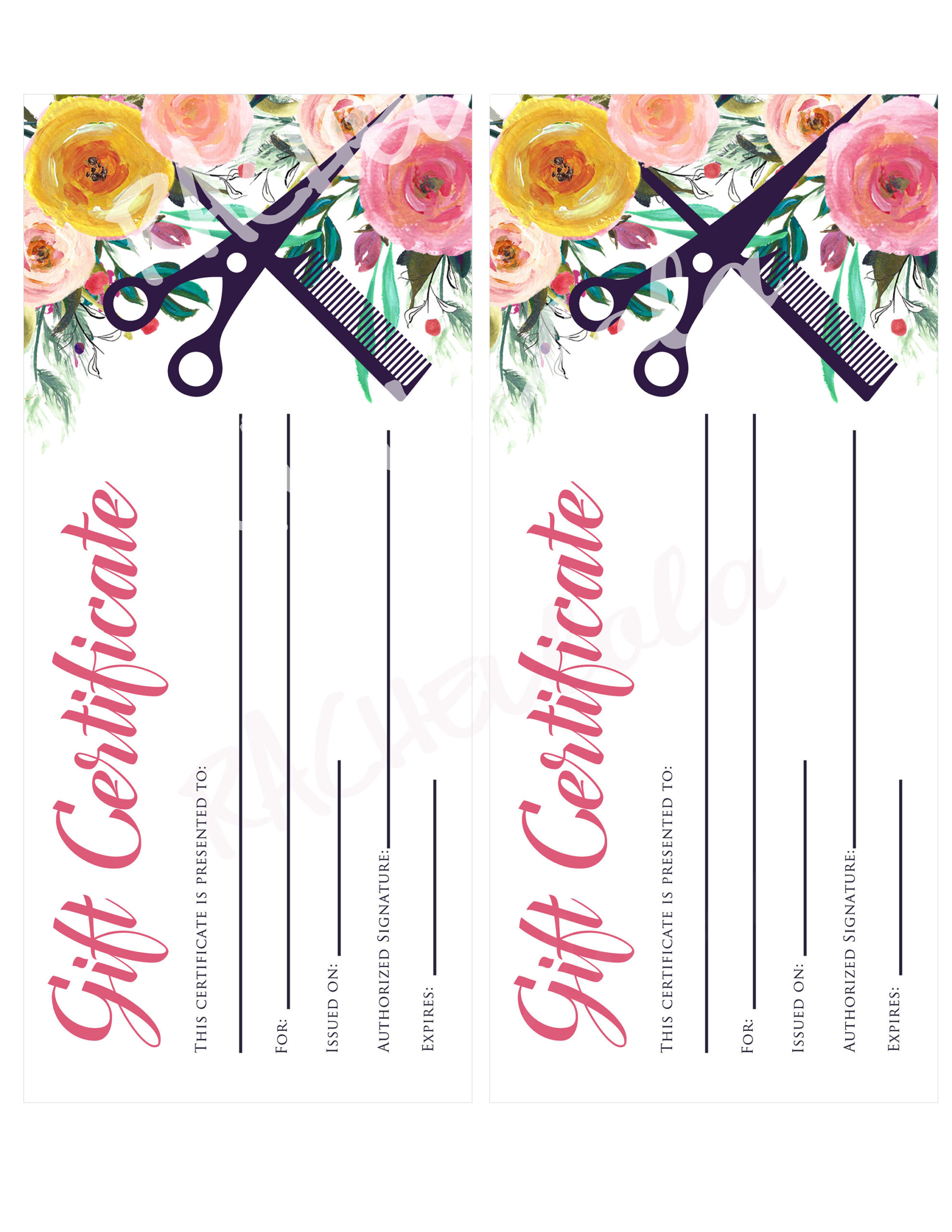 Printable Hair Salon Gift Certificate Template, Hair Stylist regarding Free Printable Beauty Salon Gift Certificate Template