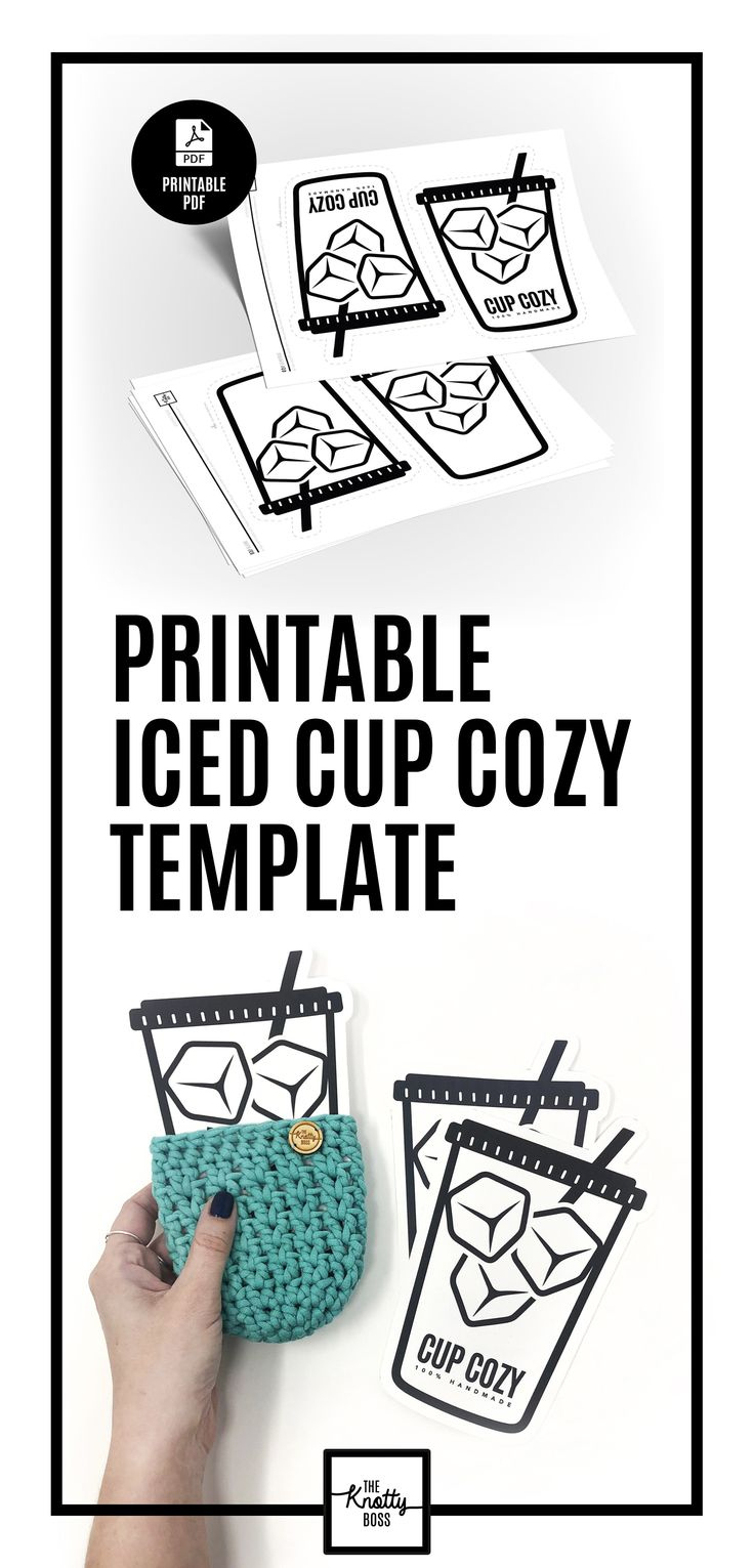 Printable Ice Cup Cozy Insert Digital Pdf Cold To-Go Coffee Cup intended for Free Printable Cup Cozy Template