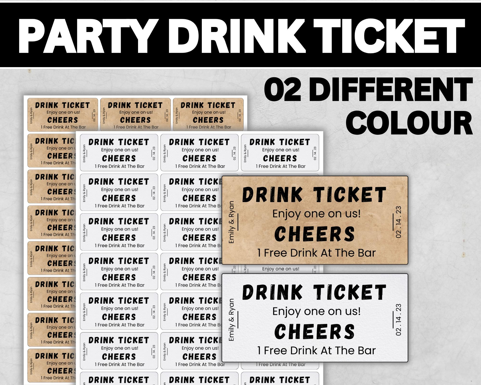 Printable Party Drink Tickets, Editable Drink Voucher Template regarding Free Printable Drink Voucher Template