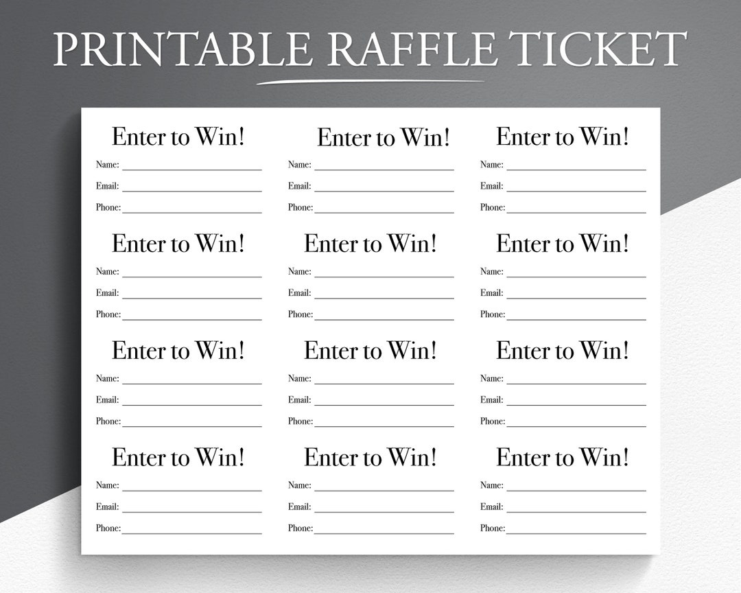 Printable Raffle Ticket. Enter To Win Printable Ticket. - Etsy intended for Free Printable Enter To Win Template