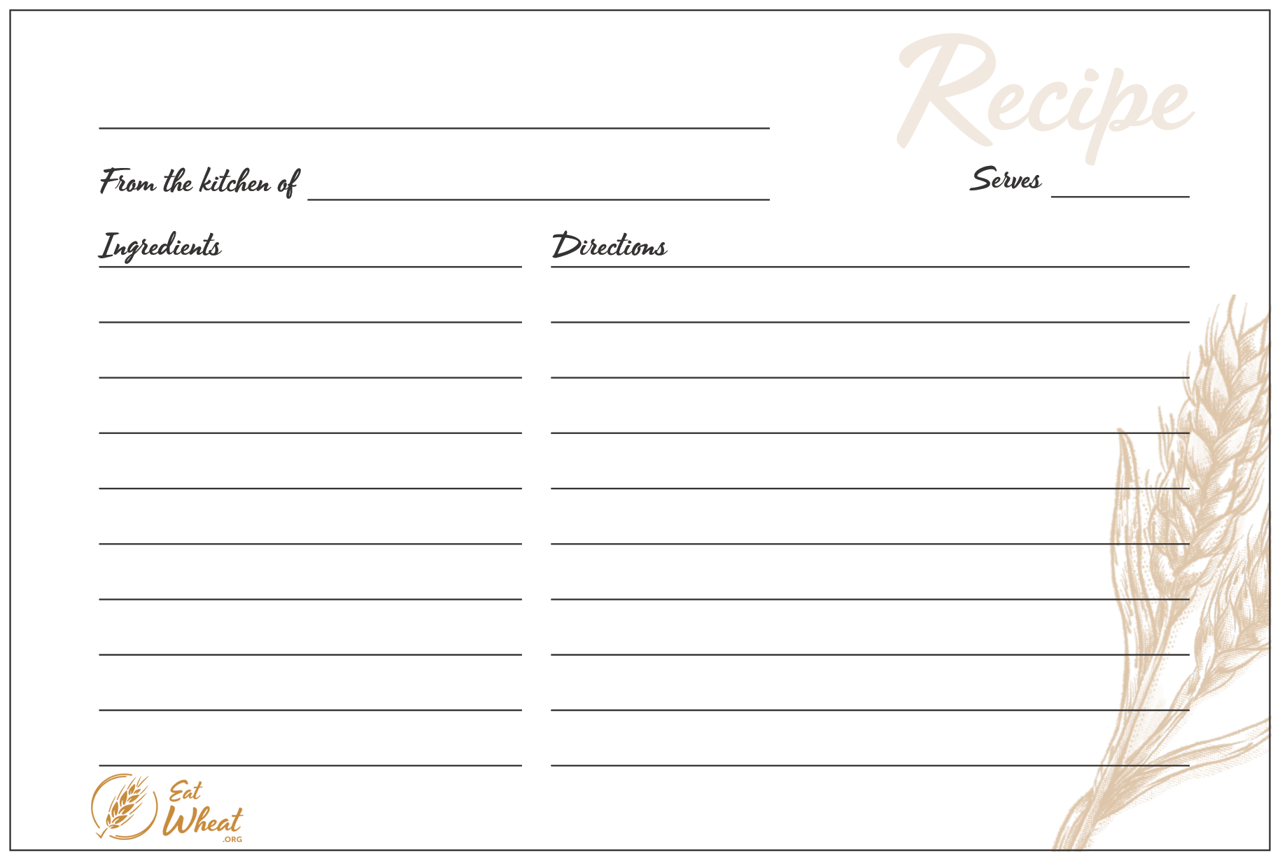 Printable Recipe Cards | Eat Wheat within Free Printable 4X6 Recipe Card Template