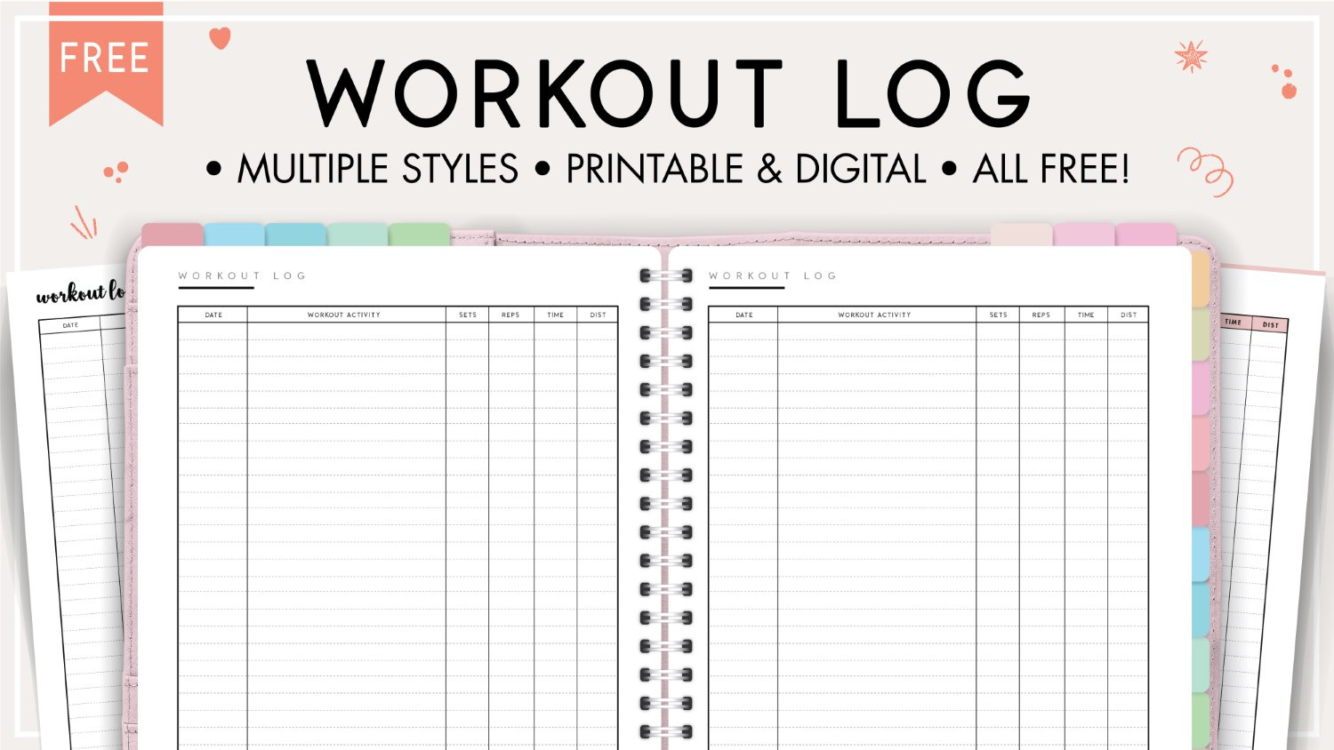 Printable Simple Workout Log Templates - World Of Printables within Free Printable Exercise Log Template