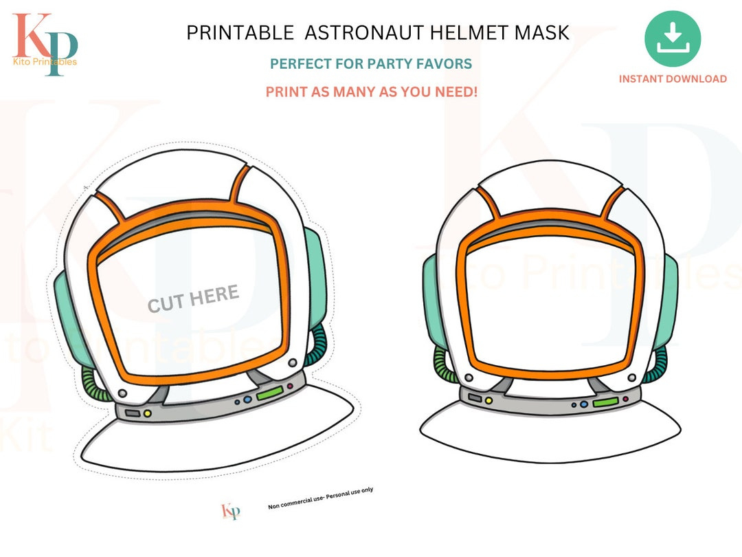Printable Space Astronaut Helmet Mask Birthday Party Galaxy Favor in Free Printable Astronaut Helmet Template
