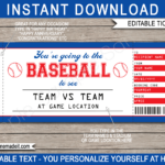 Printable Surprise Baseball Game Tickets Gift Voucher Template In Free Printable Baseball Ticket Template