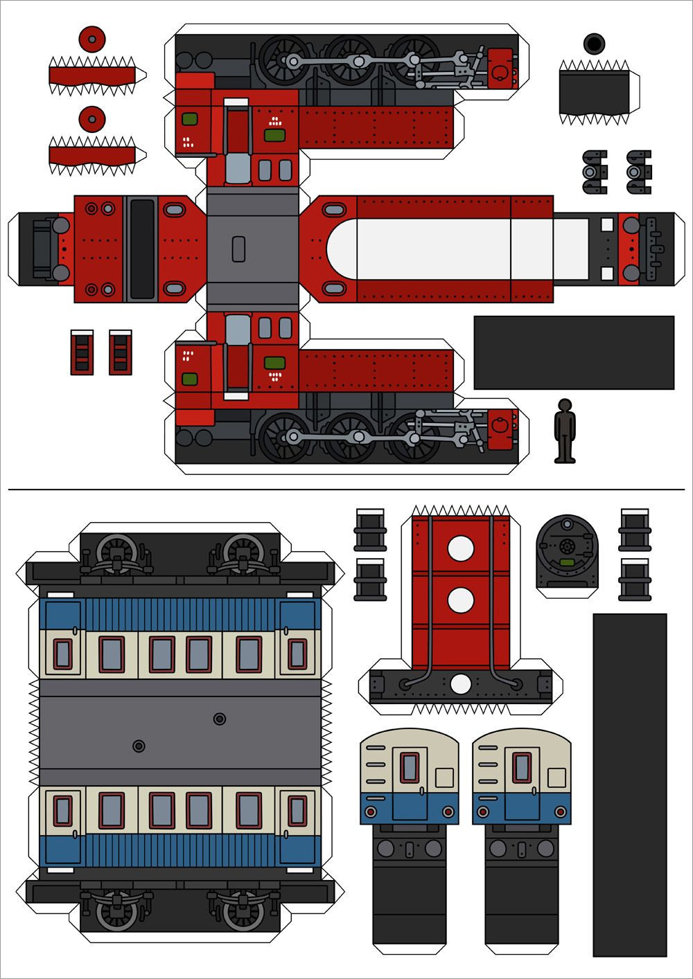 Printable Train Papercraft - Printable Papercrafts - Printable intended for Free Printable 3D Paper Train Template