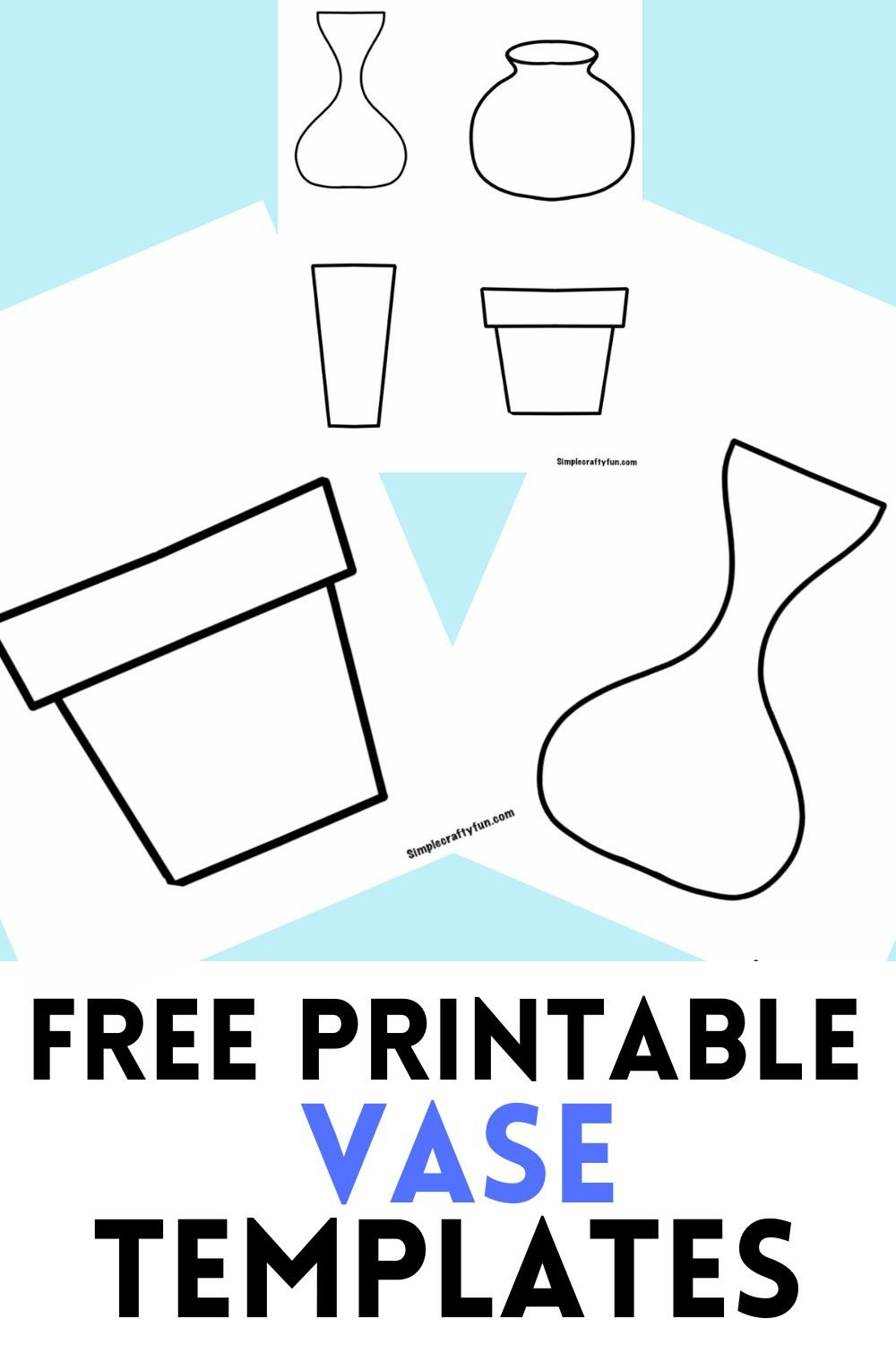 Printable Vase Templates For Crafts 4 Shapes - throughout Free Printable Flower Vase Template