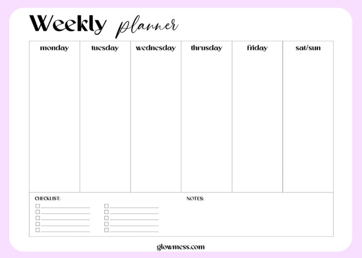 Free Printable Calendar Template Weekly