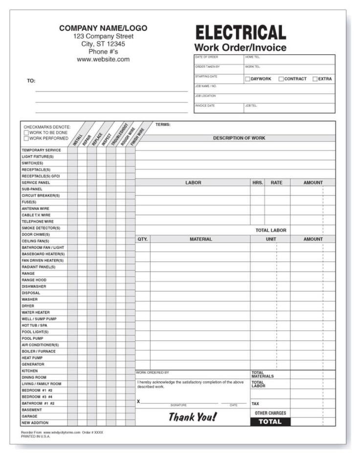 Free Printable Auto Repair Work Order Template