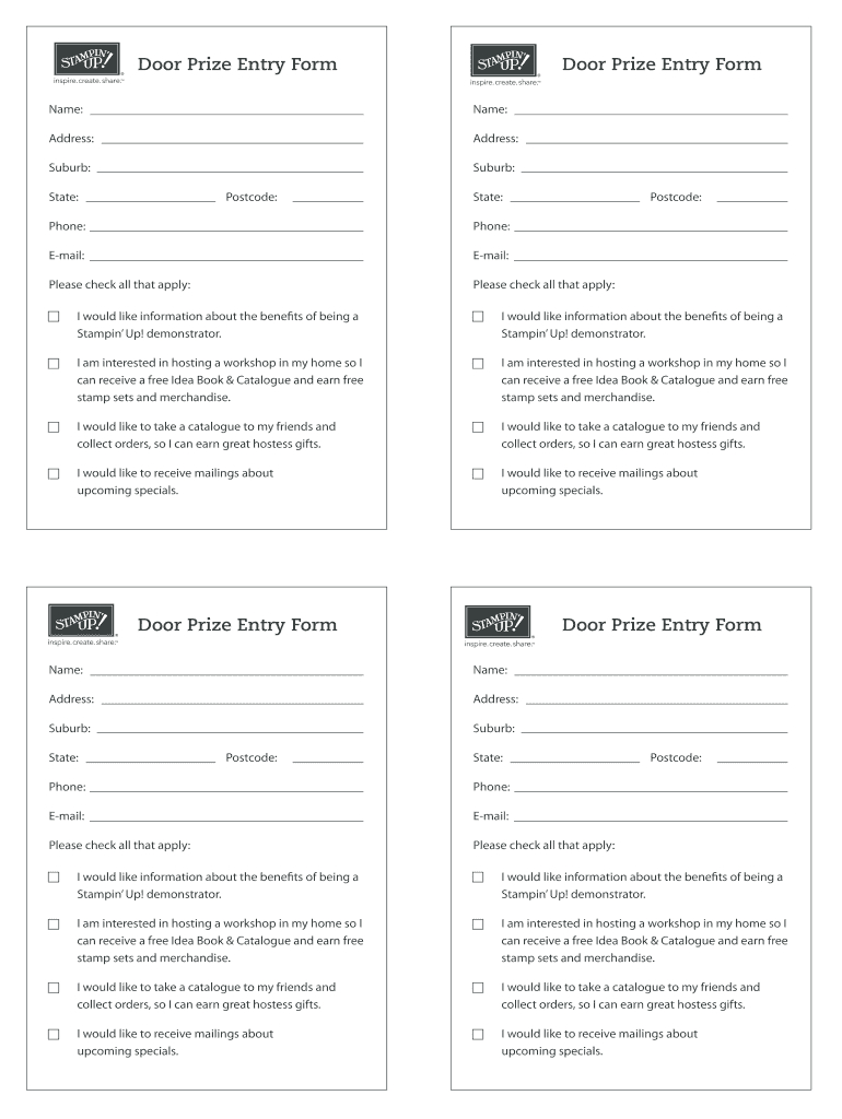 Prize Entry Form Template - Fill Online, Printable, Fillable within Free Printable Entry Form Template