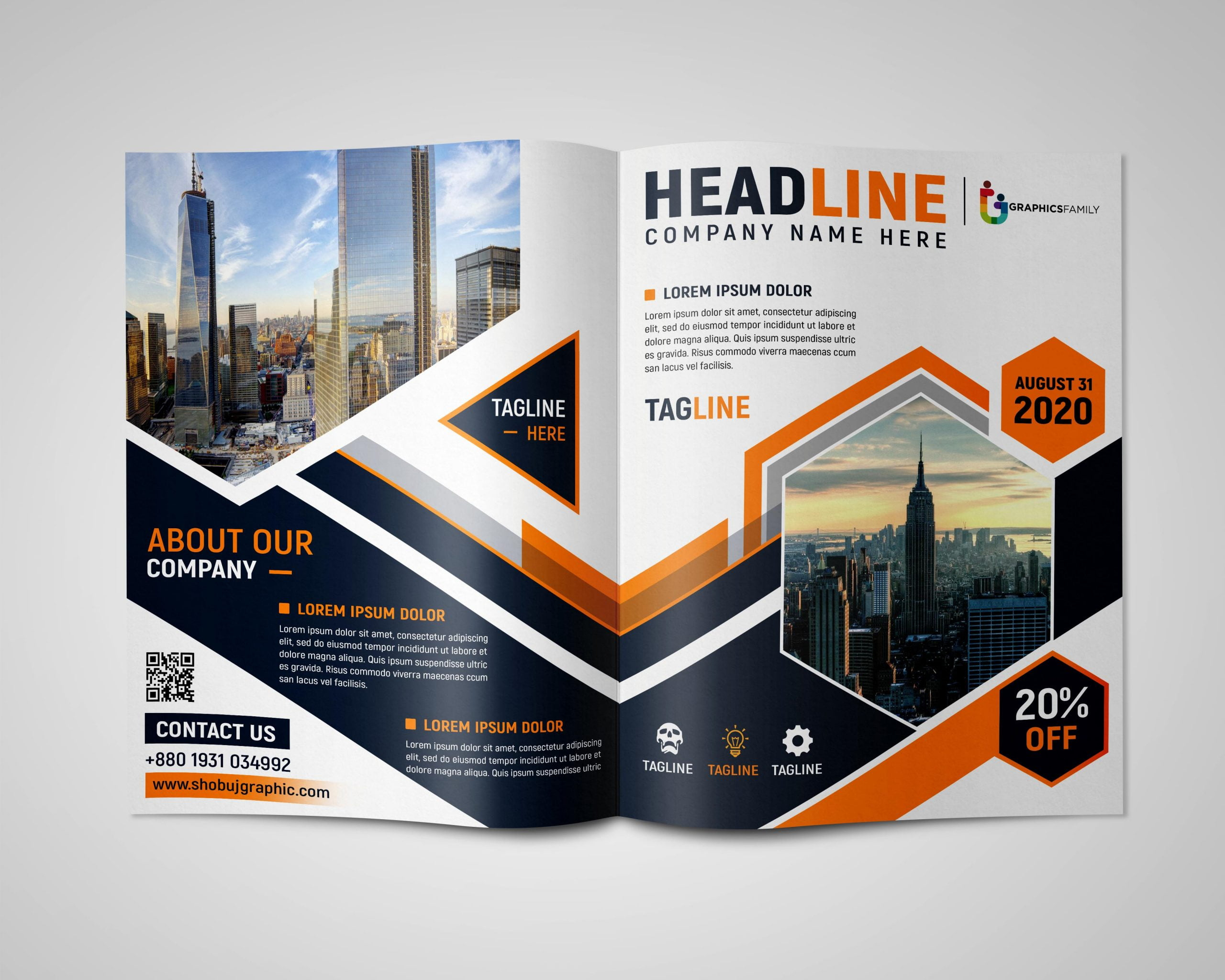 Professional Bi Fold Brochure Design Free Psd Download in Free Printable Bi Fold Brochure Template