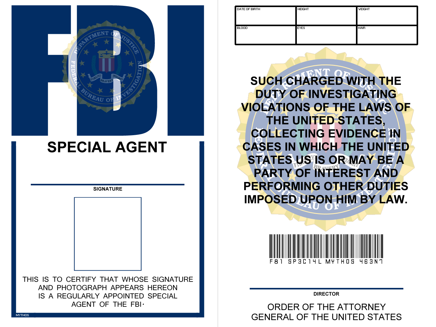 Prop Documents | The Dork Cave with Free Printable Fbi Badge Template