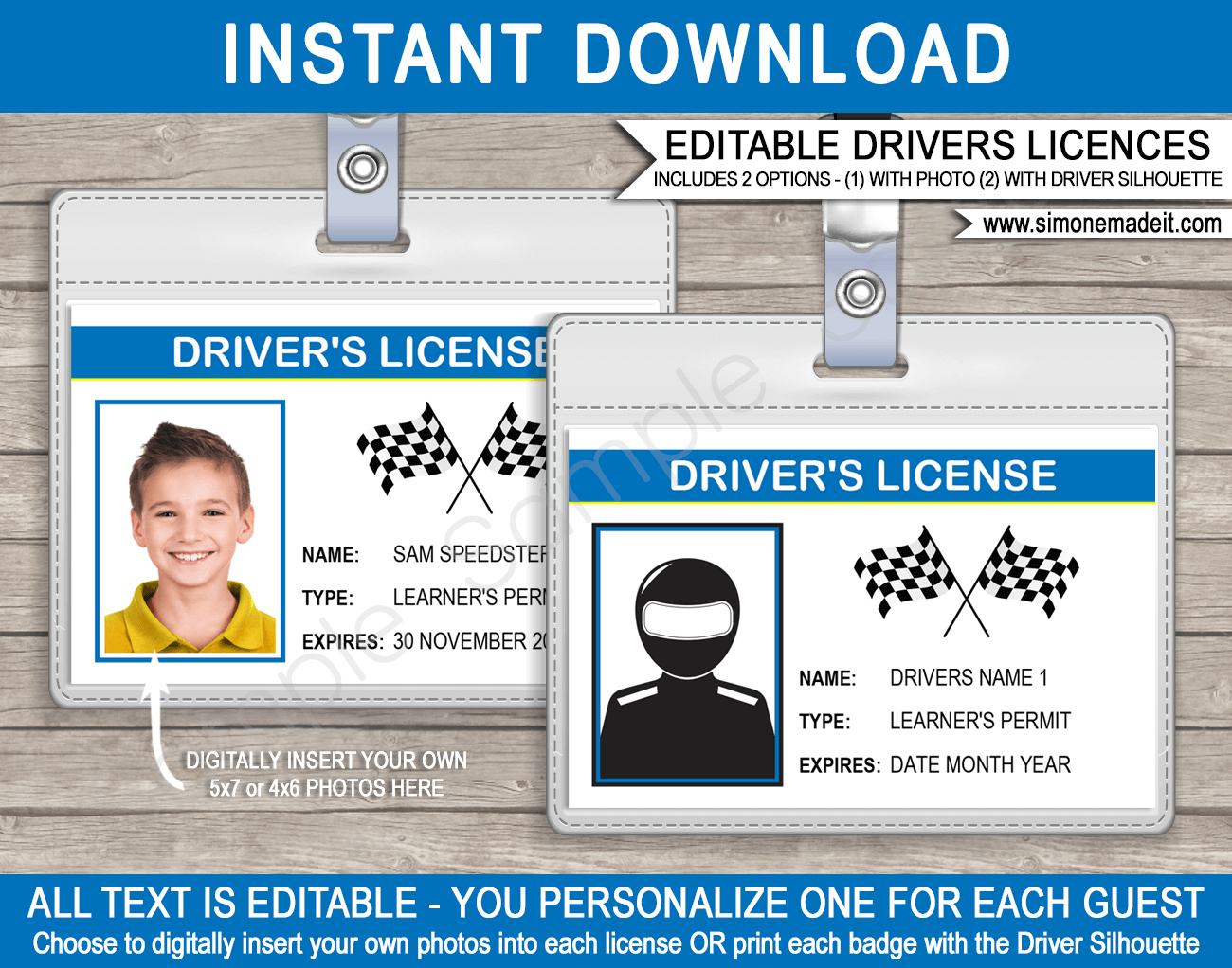 Race Car Drivers License Template - Blue throughout Free Printable Drivers License Template