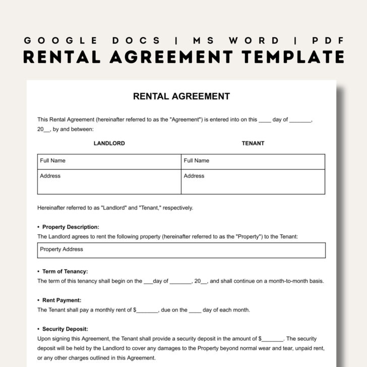 Free Printable Basic Rental Agreement Template