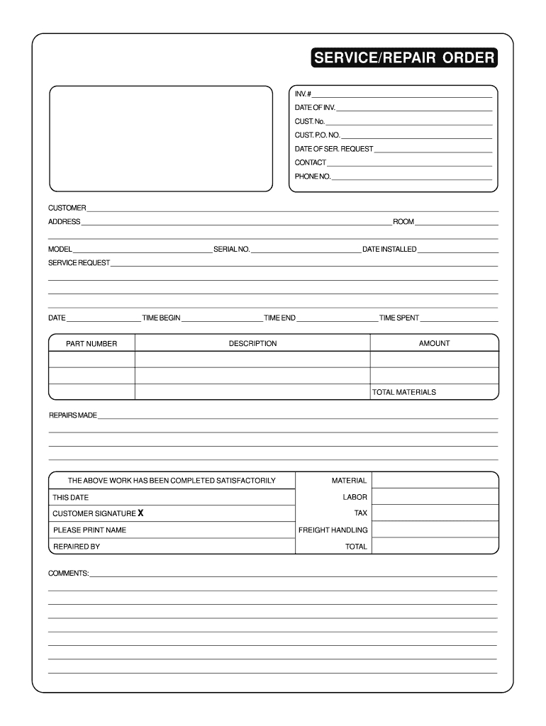 Repair Forms Templates - Fill Online, Printable, Fillable, Blank in Free Printable Auto Repair Work Order Template