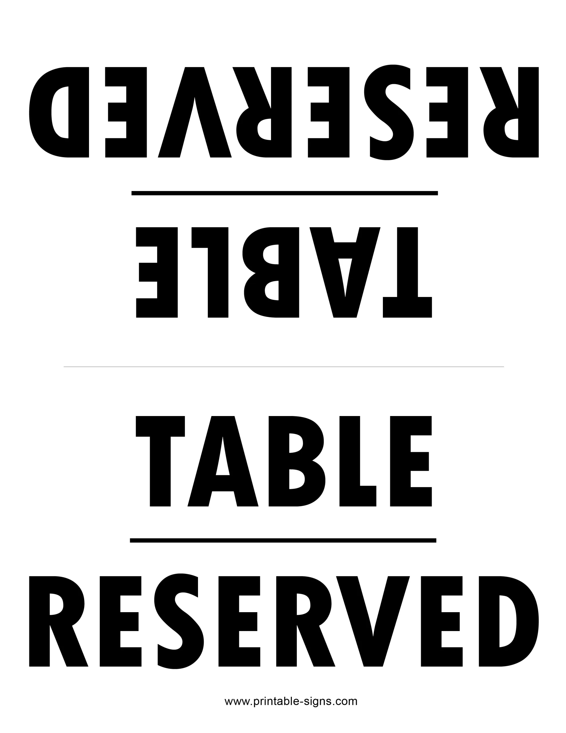 Reserved Sign For Table Printable - Double Sided - Printable Signs pertaining to Free Printable Double Sided Reserved Sign Template