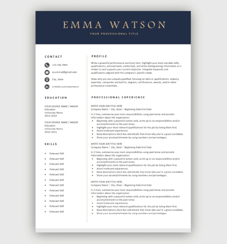 Free Printable Curriculum Vitae Template