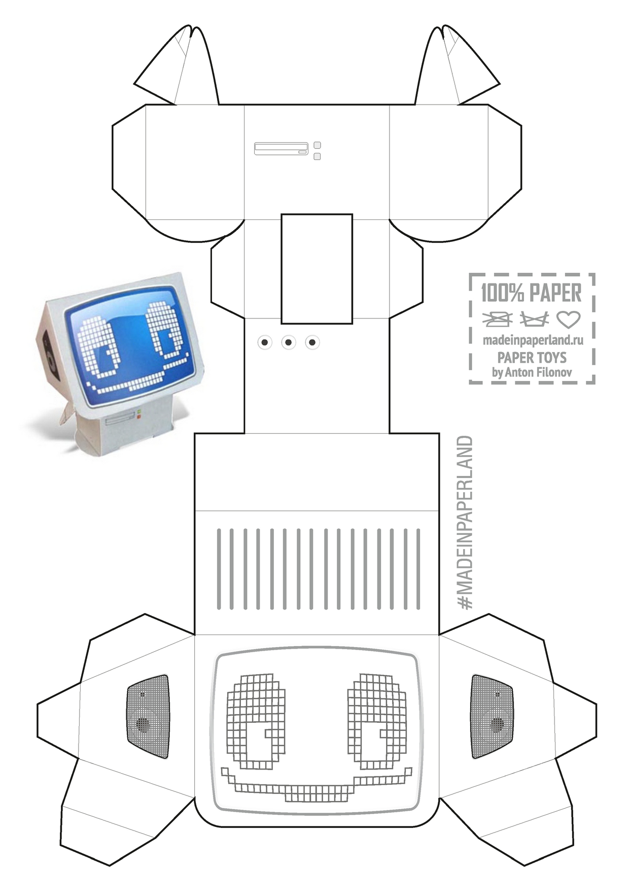 Robot Paper Model - Free Printable Paper Modelsanton Filonov with Free Printable 3D Robot Template