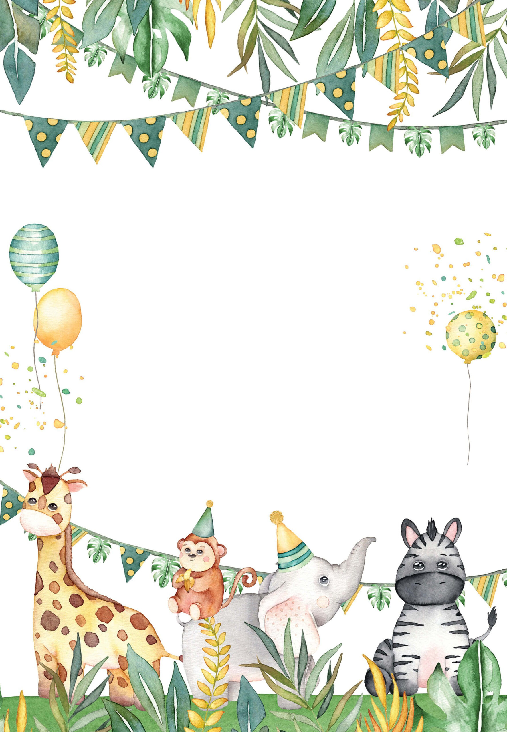 Safari Animal - 1St Birthday Invitation Template | Greetings Island throughout Free Printable Blank Safari Invitation Template