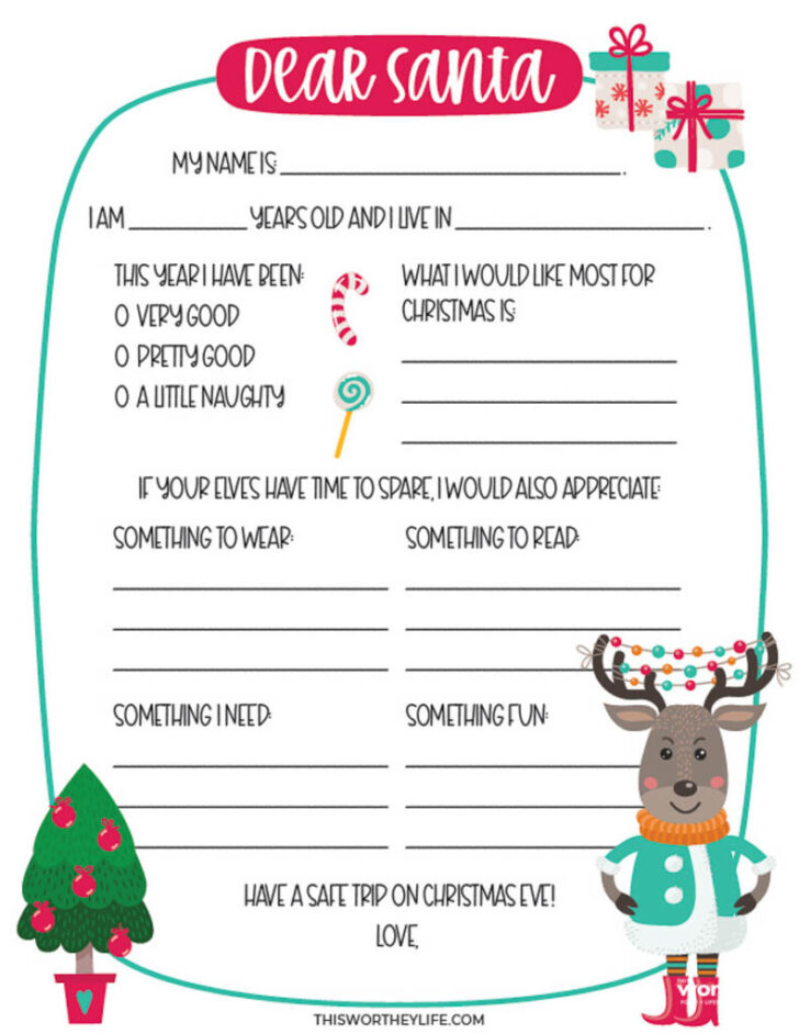 Free Printable Dear Santa Letter Template