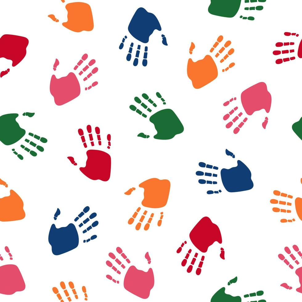 Seamless Pattern With Colorful Human Palms. Children&amp;#039;S Handprint in Free Printable Child&amp;amp;#039;s Hand Template