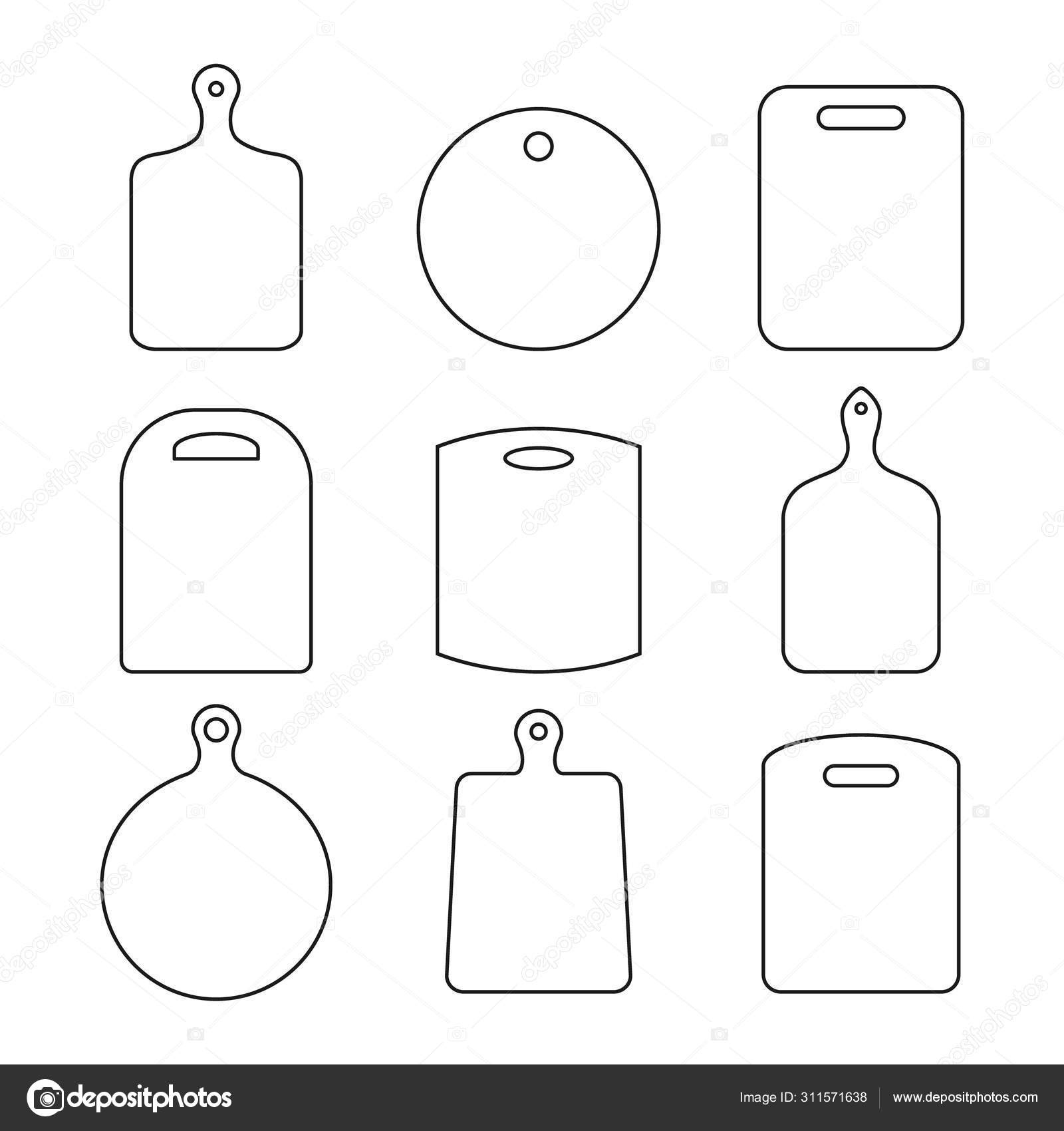 Set Wood Cutting Board Outlines White Background Empty Black intended for Free Printable Cutting Board Template