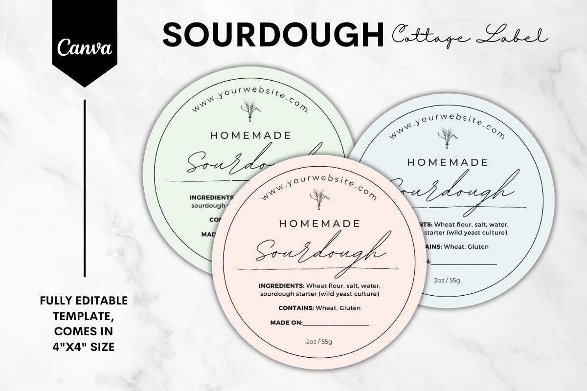 Sourdough Cottage Food Label Canva Template - (3531333) with Free Printable Cottage Food Label Template