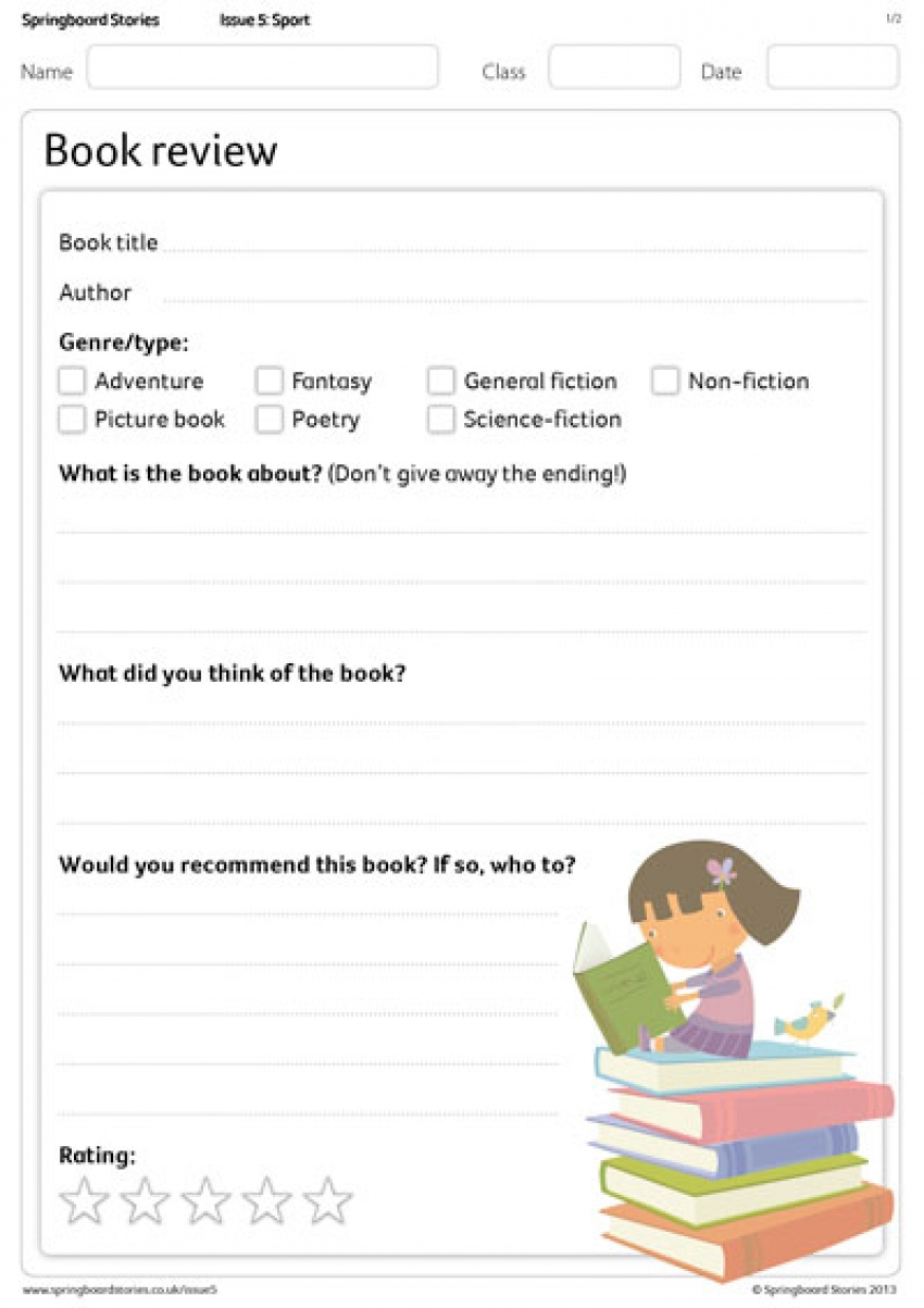 Springboard Stories - Review Templates intended for Free Printable Book Review Template Ks2