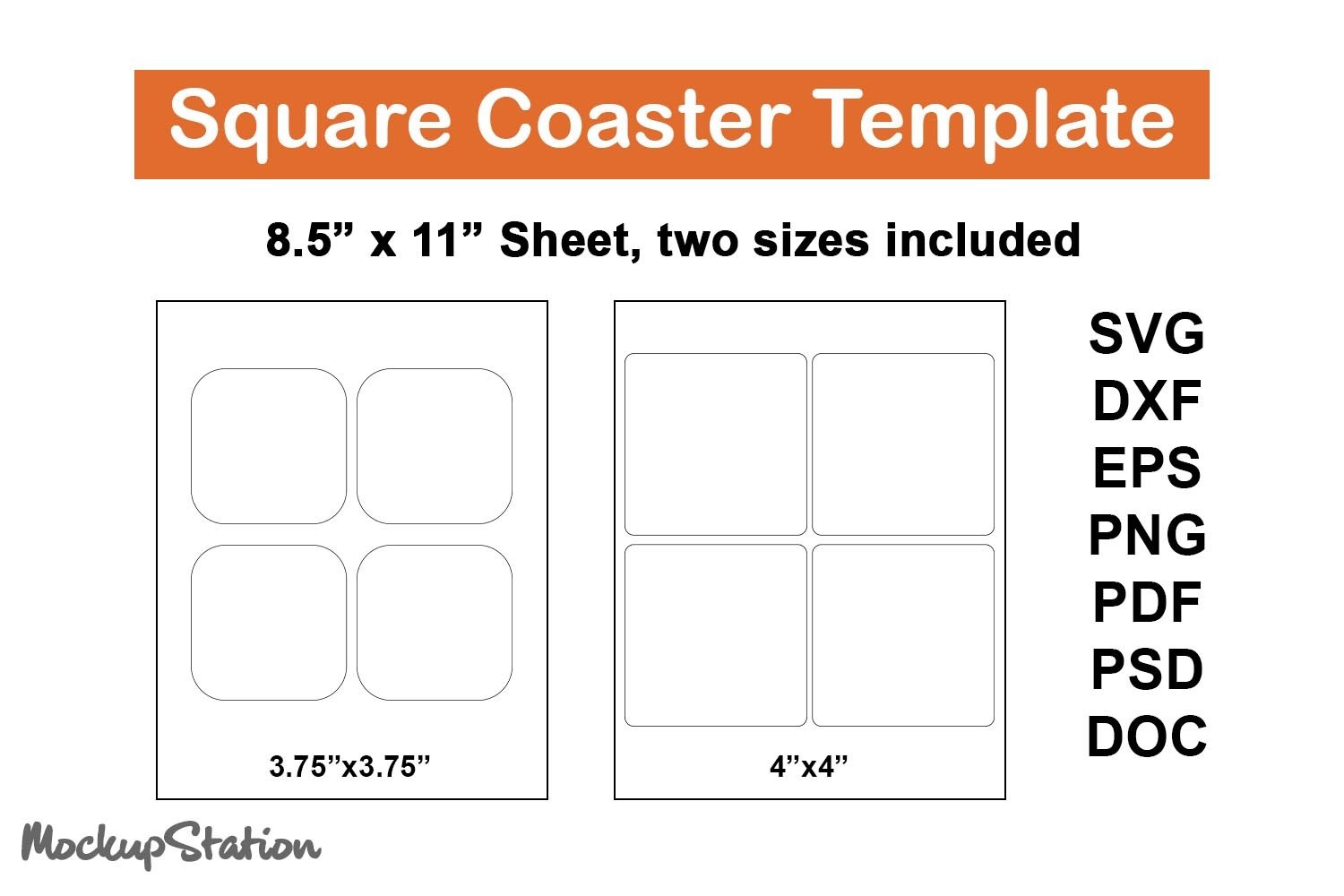 Square Cup Coaster Template Svg | Cut File | Printable inside Free Printable Drink Coaster Template