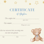 Teddy Bear Adoption Certificate Digital Printable Boys And Girls For Free Printable Build A Bear Birth Certificate Template