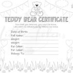Teddy Bear Certificate Template, Bear Party, Bear Certificate For Free Printable Build A Bear Birth Certificate Template