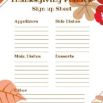 Thanksgiving Potluck Sign Up Sheet   Intended For Free Printable Fall Potluck Sign Up Sheet Template