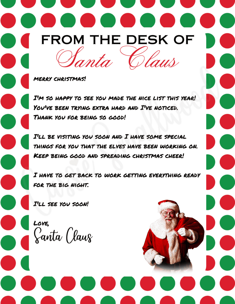 The Cutest Letters From Santa - Cassie Smallwood for Free Printable From Santa Letter Template