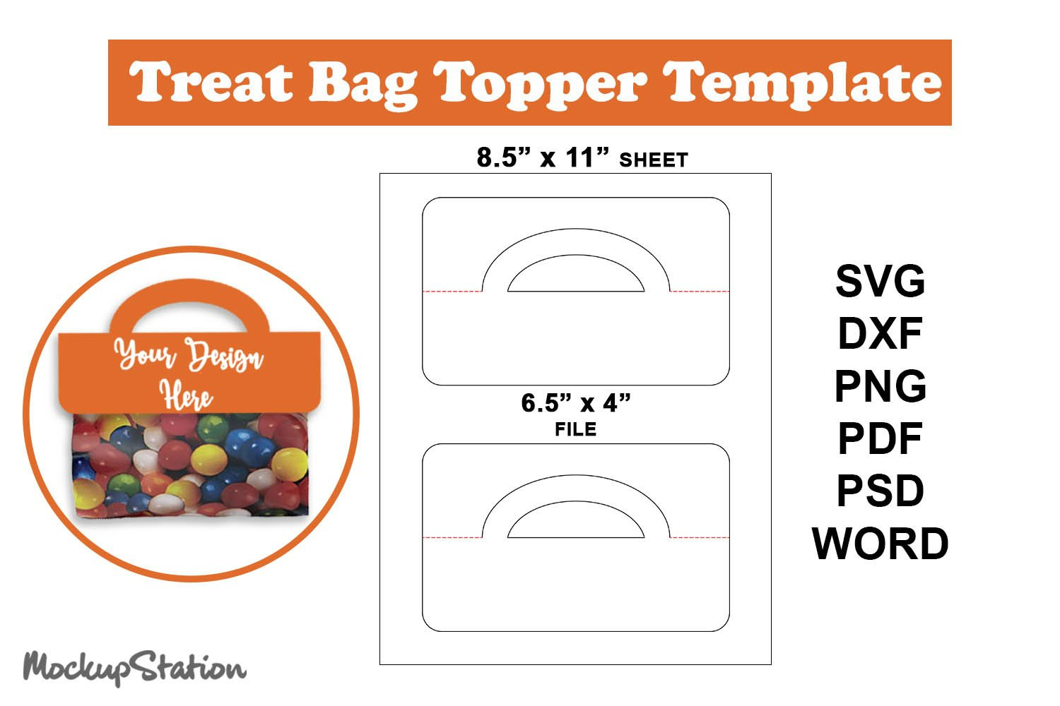 Treat Bag Topper Template Svg | Candy Bag Topper (2224424) pertaining to Free Printable Bag Topper Template
