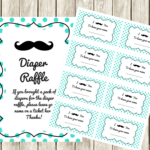 Turquoise Mustache Baby Shower Diaper Raffle Ticket Cards And Sign    Magical Printable For Free Printable Diaper Raffle Ticket Template Download