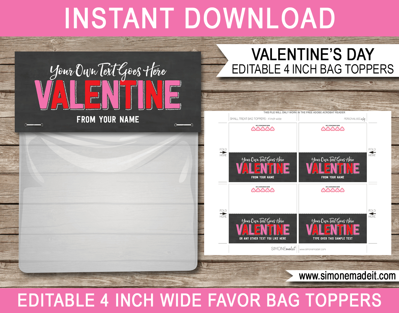 Valentine&amp;#039;S Day Gift Bag Toppers Template pertaining to Free Printable Bag Toppers Template
