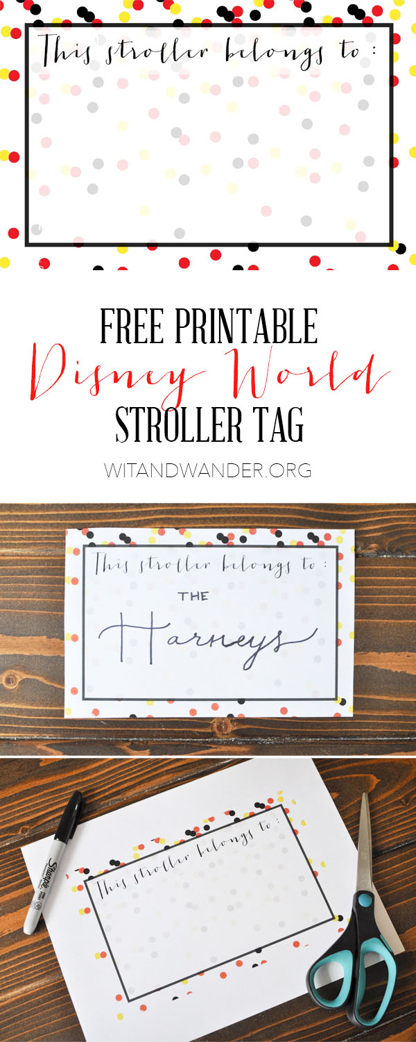 Walt Disney World Countdown: Free Stroller Tags - Wit &amp;amp; Wander in Free Printable Disney Stroller Tag Template