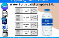 Water Bottle Bundle Label Template Instant Download Personalized intended for Free Printable 8 Oz Water Bottle Label Template Free