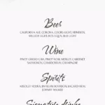 Wedding Bar Menu Free Google Docs Template   Gdoc.io Within Free Printable Bridal Shower Menu Template