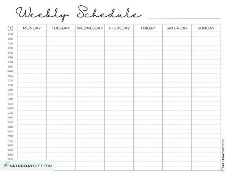 Free Printable Blank Weekly Calendar Template