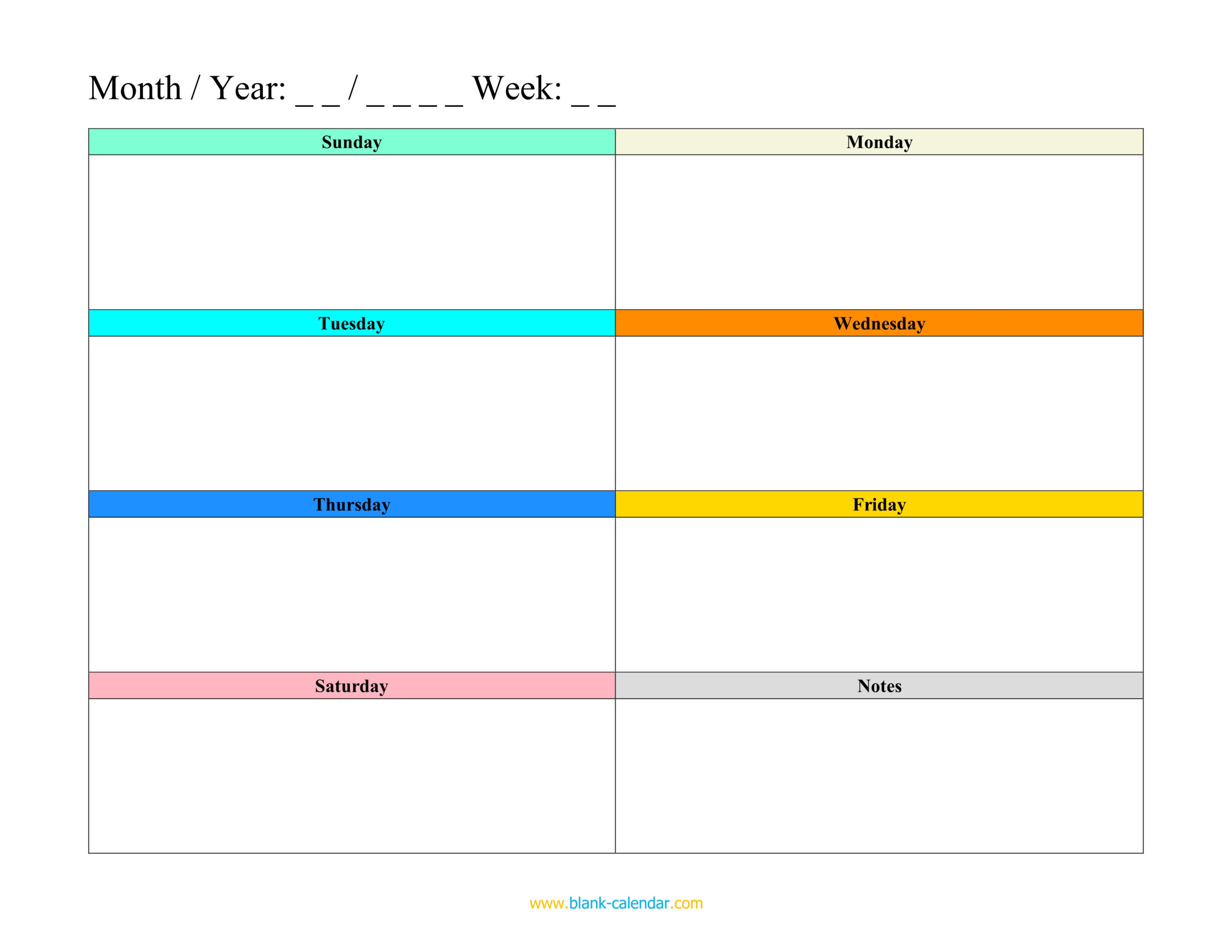 Weekly Schedule Planner Templates (Word, Excel, Pdf) in Free Printable Calendar Template Weekly