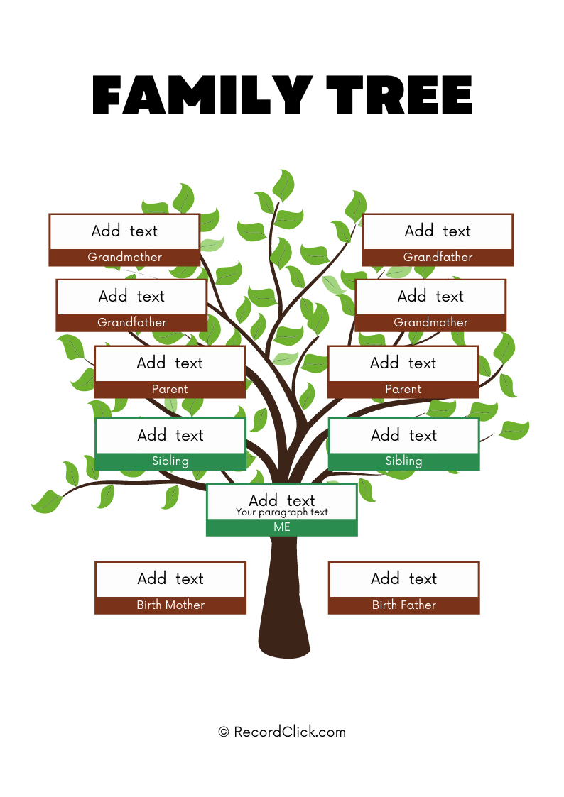 61 Free Family Tree Templates - Printable / Downloadable / Editable for Free Printable Family Tree Template With Siblings