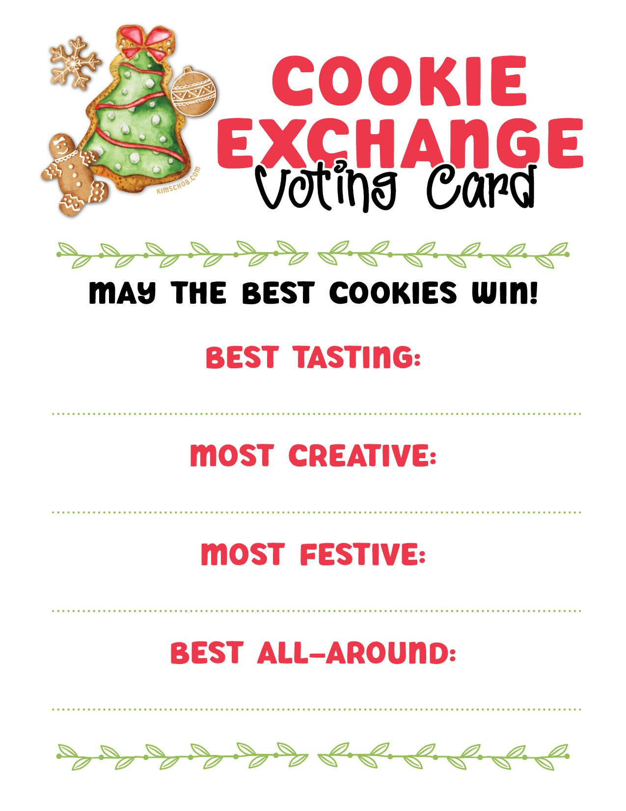 Christmas Cookie Exchange Printable Party Pack - Kim Schob for Free Printable Free Cookie Exchange Invitation Template