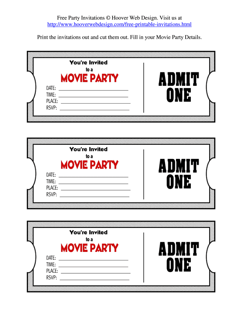 Fillable Online Printable Movie Tickets Pdf Fax Email Print intended for Free Printable Admit One Ticket Template