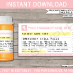 Prescription Chill Pills Label   For Vials Intended For Free Printable Chill Pill Label Template
