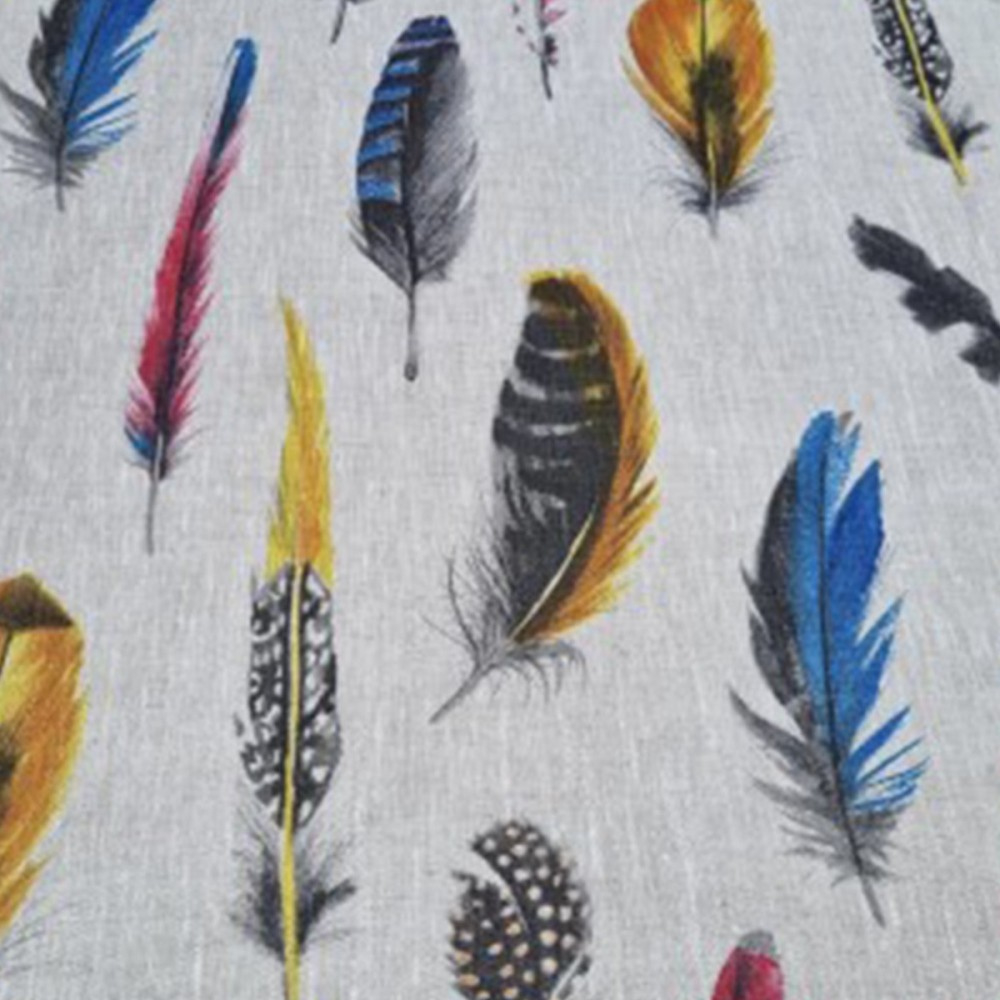100% Linen Canvas Fabric With Feather Pattern For Curtains with regard to Fabric Feather Template