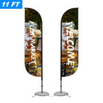 11' Custom Feather Flag Kit Double Sided W/ Cross Base   Printed With Regard To 11 Feather Flag Template